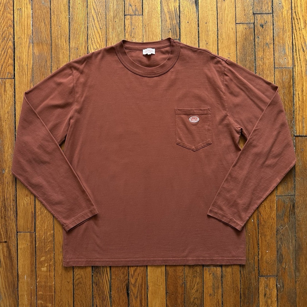 ARMOR‎ LUX Men's T-Shirt XL Rust Long Sleeve Crew Neck Pocket Logo Workwear